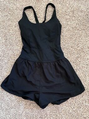 Avia Stomper Buttersoft Black Romper NWT Women Size M Zipper Pocket Swimsuit